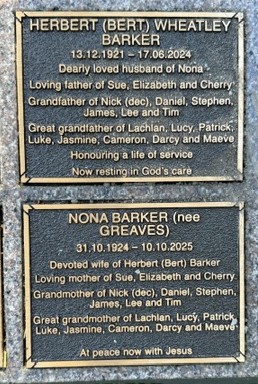 Bert and Nona Barker internment June 2026 3