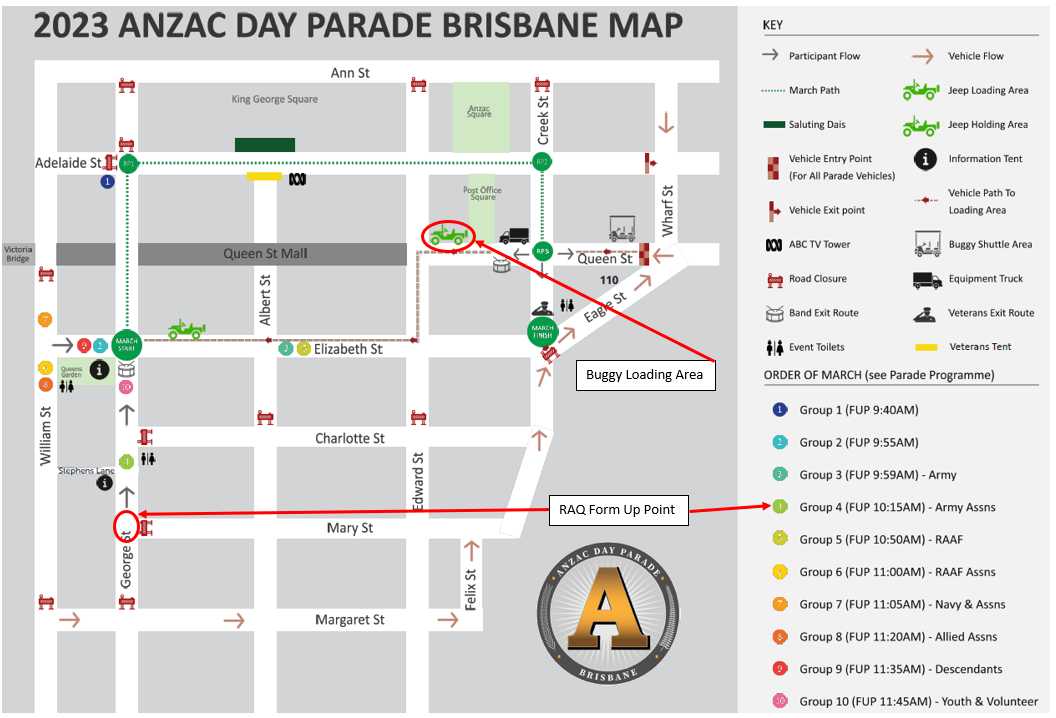Anzac Day Parade Map 2023