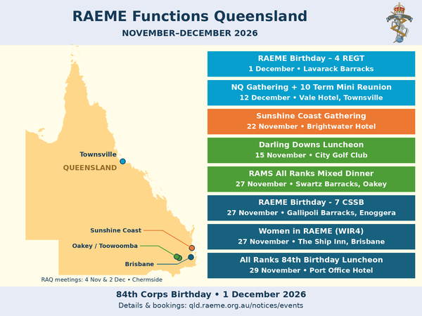 RAQ Queensland Functions 2026 Map