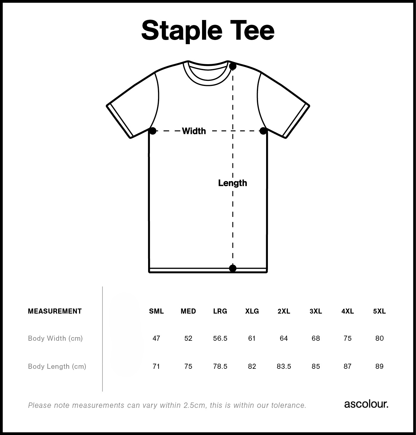 TEE 5001 SIZE GUIDE 2